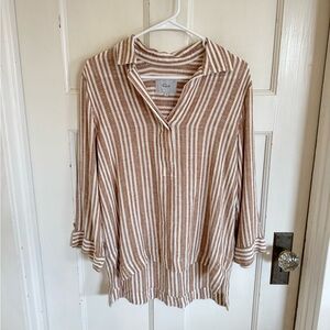 Rails Banks Palo Santo Stripe linen blend top size small